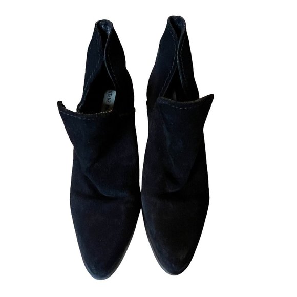 Steve Madden Suede Cut Out Pointed Toe Bootie Leather Black Size 8 - Picture 2 of 12